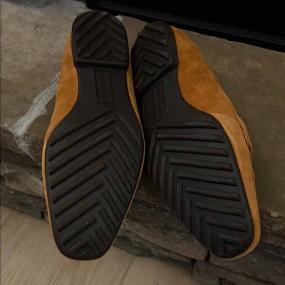 Franco Sarto Camel Suede Loafers with Metallic Accents - Picture 5 of 6